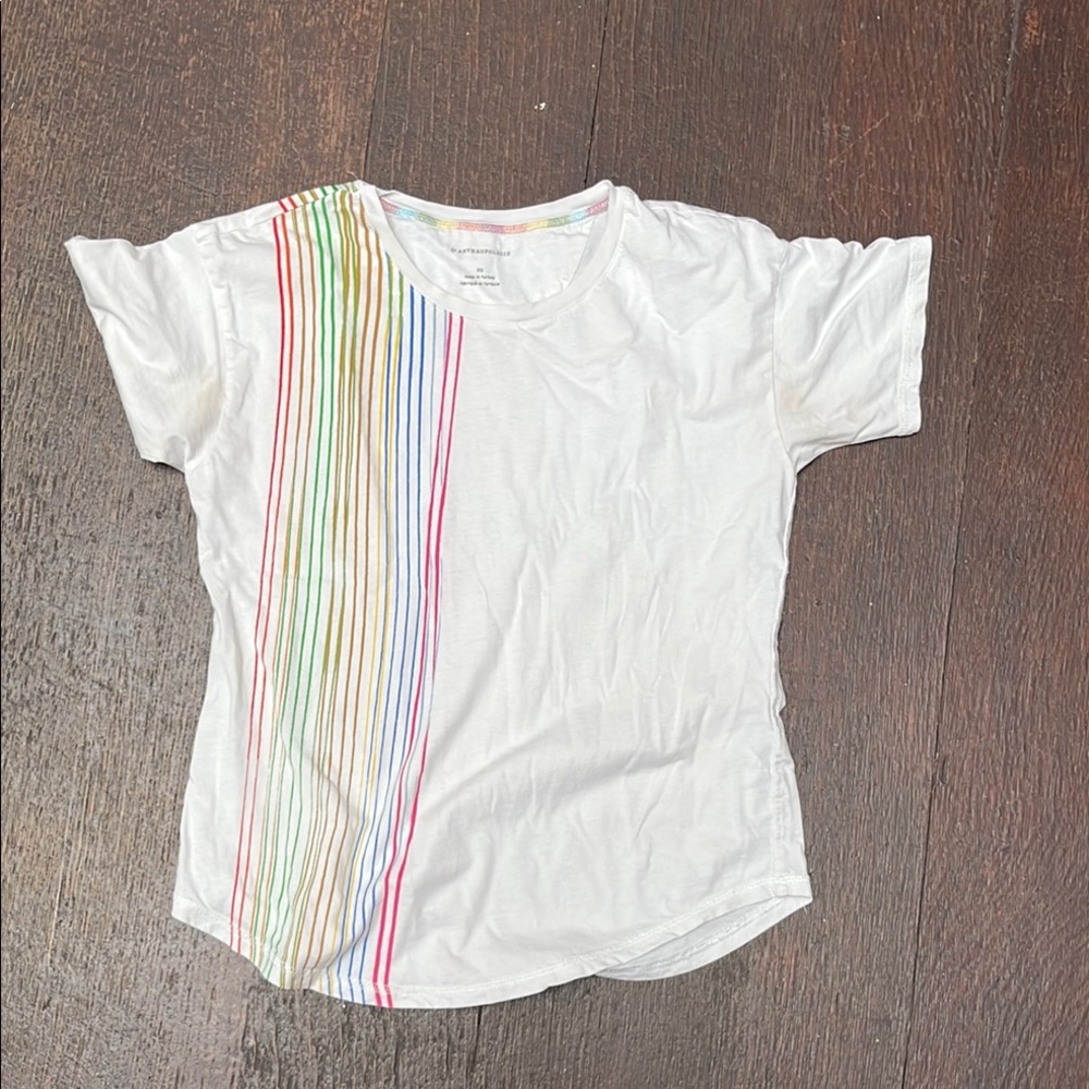 Anthropologie women’s  Vertical Rainbow Stripes graphic tee